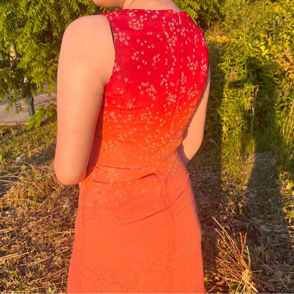 Vintage Orange-Pink Ombré Fitted Maxi Dress - Picture 9 of 12